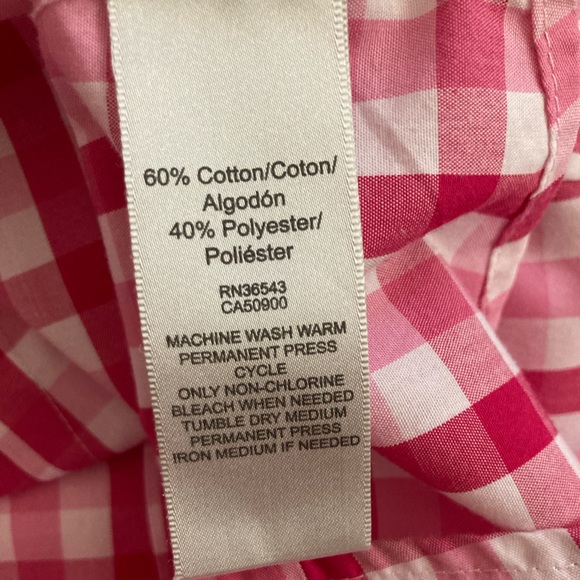 Van Heusen pink/white checkered blouse 3/4 sleeve sz L - Picture 12 of 12